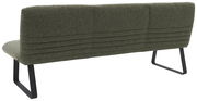 Rückansicht einer grünen Sitzbank mit Metallbeinen, 221 cm lang