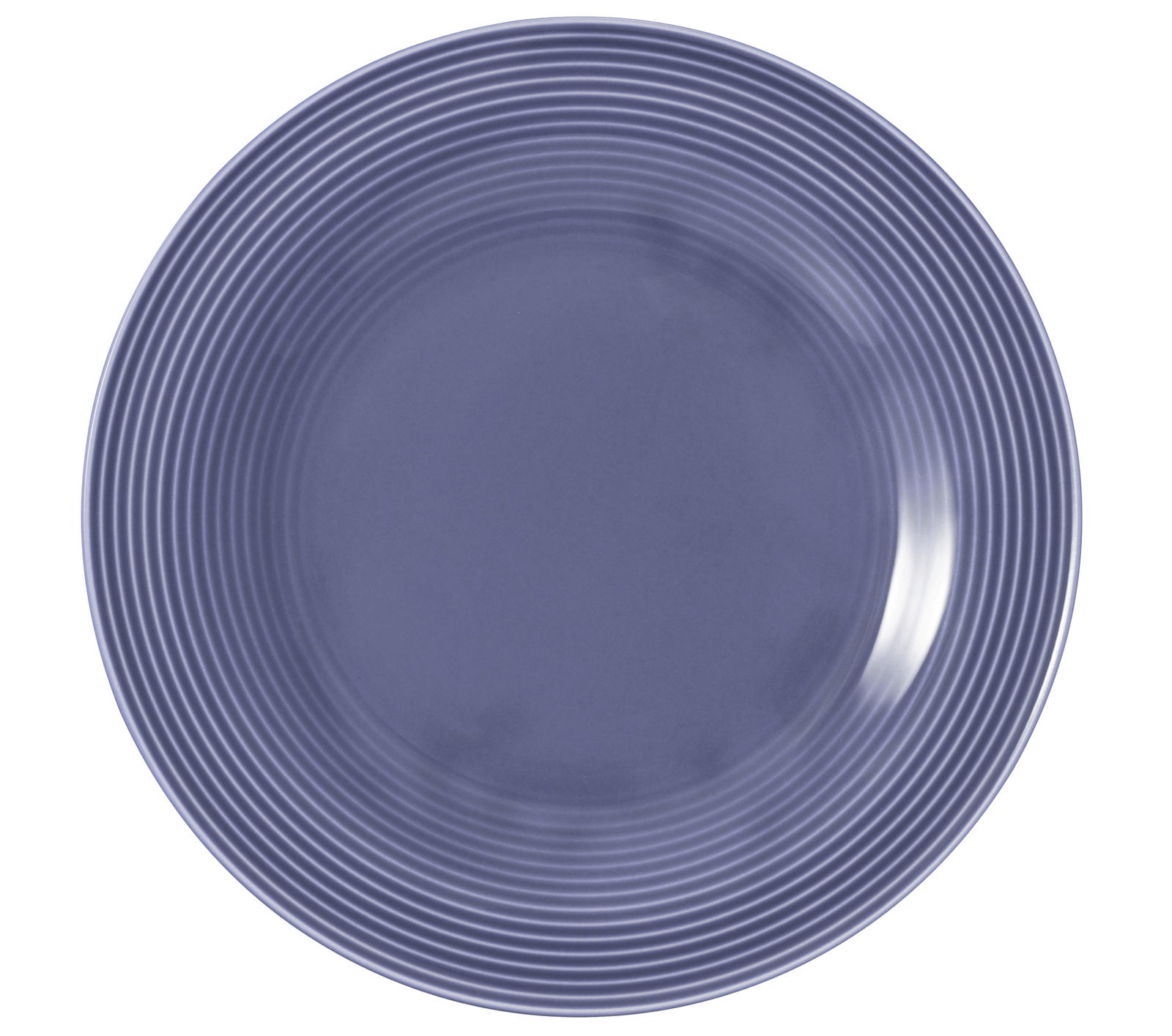 Blauer Frühstücksteller mit Rillenmuster, Draufsicht