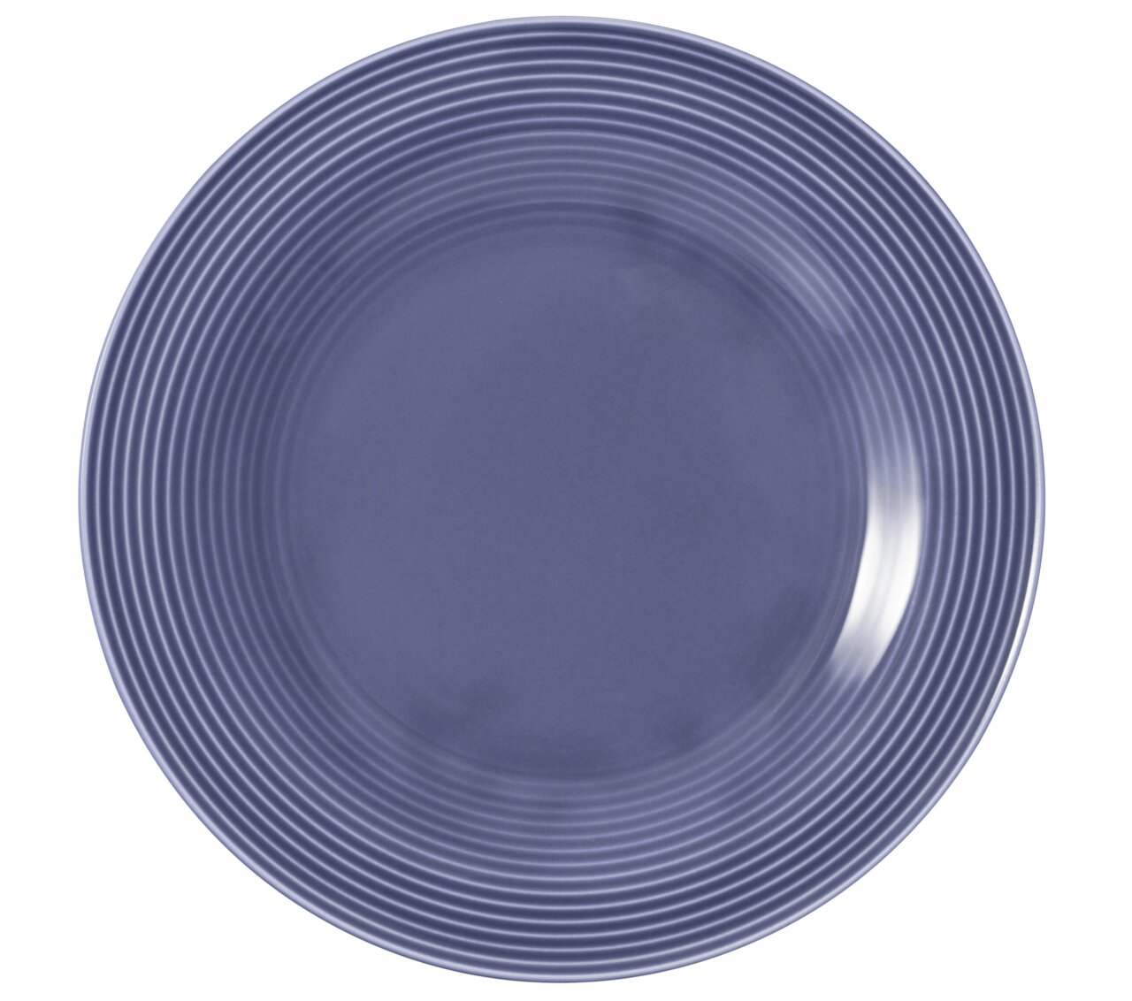 Blauw ontbijtbord met geribbeld patroon, bovenaanzicht
