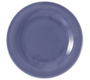Blauw ontbijtbord met geribbeld patroon, bovenaanzicht