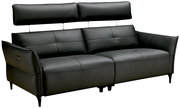 Schwarzes Ledersofa mit verstellbarer Kopfstütze, seitlicher Perspektive