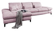 Rosa Rundecke (L) mit Kissen und Decke, seitliche Perspektive