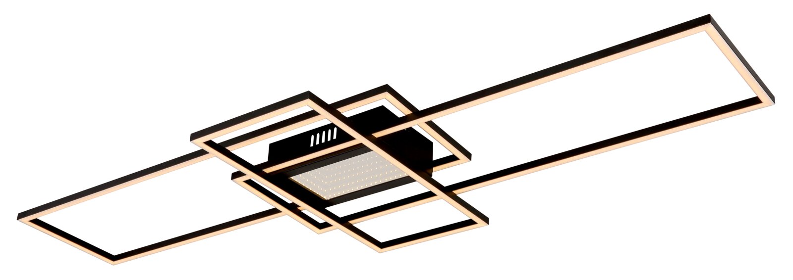 Moderne Deckenleuchte mit geometrischem Design, seitliche Perspektive
