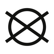 Symbol für nicht chemisch reinigen, schwarze Linien auf weißem Hintergrund, Frontalansicht