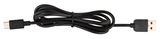 Schwarzes USB-Kabel mit USB-A- und USB-C-Stecker, seitliche Ansicht