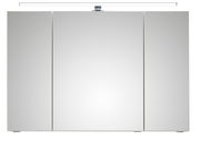 Moderner Spiegelschrank mit drei Türen und integrierter Beleuchtung, Frontalansicht.
