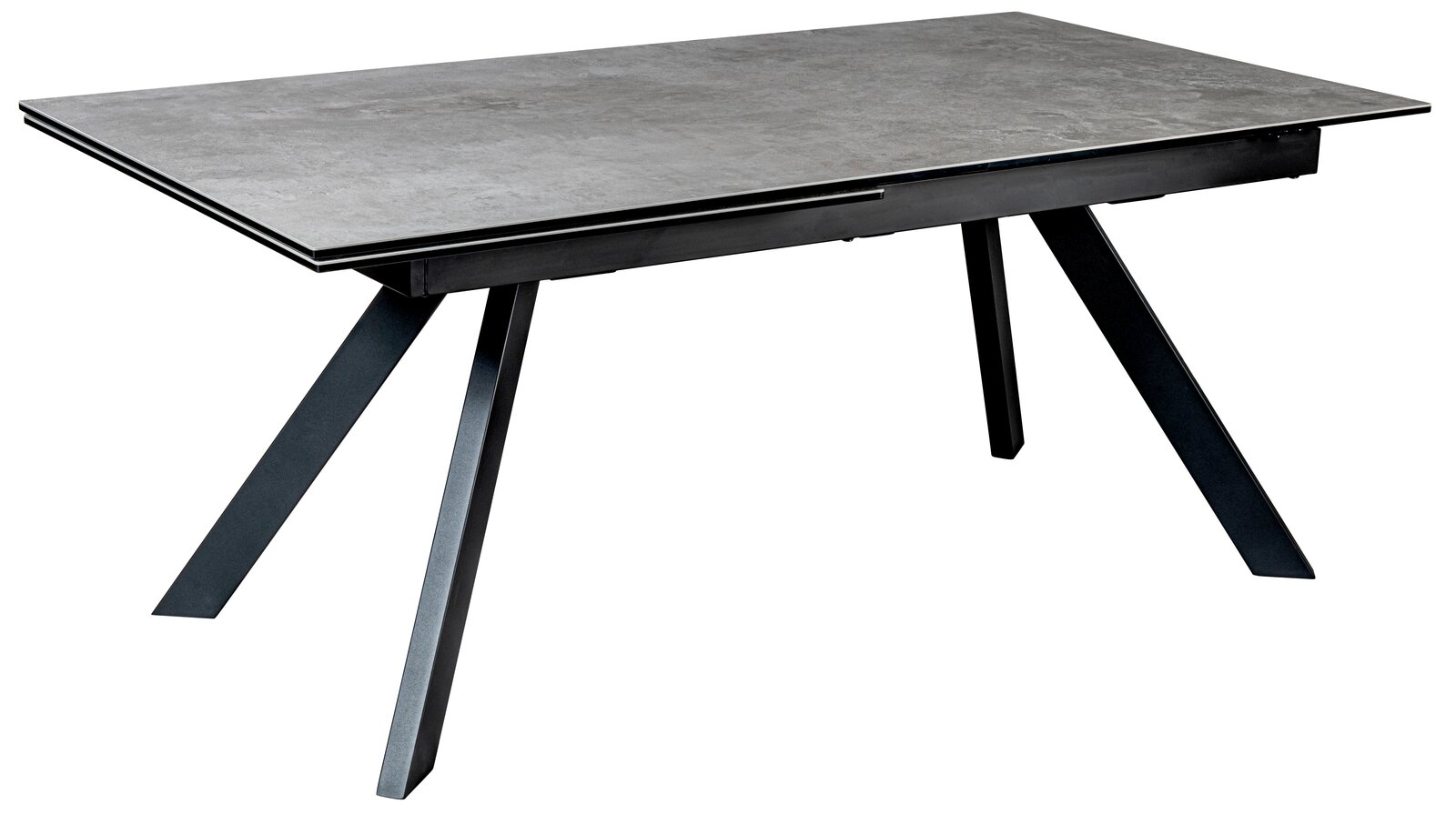 Novel Esstisch ATLANTA Moderner Esstisch mit grauer Tischplatte und schwarzen, schrägen Beinen, seitliche Perspektive