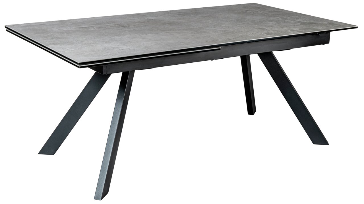 Novel Esstisch ATLANTA Moderner Esstisch mit grauer Tischplatte und schwarzen, schrägen Beinen, seitliche Perspektive