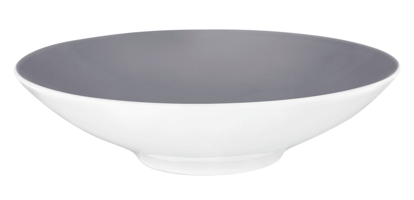 Grauer Pasta- und Suppenteller aus Keramik, seitliche Perspektive