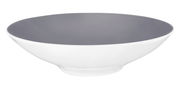 Grauer Pasta- und Suppenteller aus Keramik, seitliche Perspektive