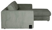 Groene JOOP! hoekbank met chaise longue en geribbelde corduroy bekleding, gezien vanuit schuin zijaanzicht