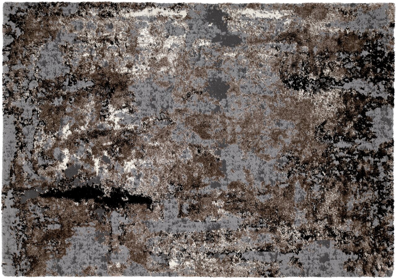 OCI Webteppich 240x290 cm JUWEL Moderner Teppich in Grau- und Brauntönen mit abstraktem Muster, Draufsicht.