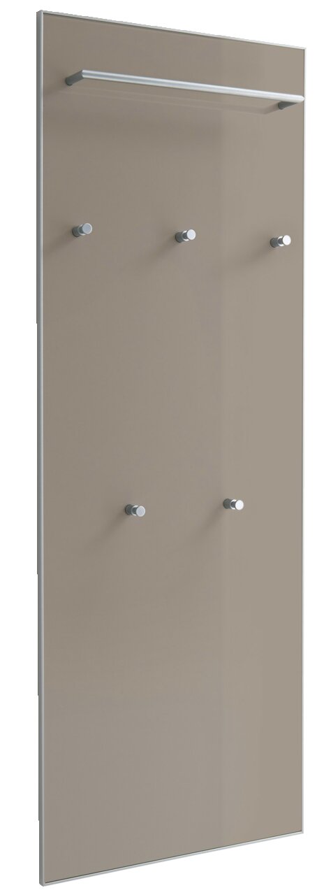 VOSS XL-garderobepaneel, plat SANTINA Zijaanzicht van een XL-kapstokpaneel met meerdere haken en een bovenste stang in een modern ontwerp.
