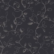 Dunkelblaue Bettwäsche mit floralem Muster aus stilisierten Zweigen und Blättern, Draufsicht