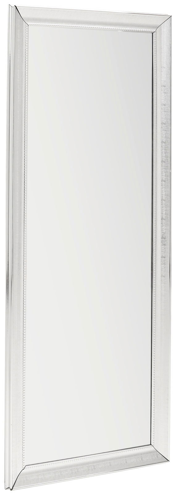 Rechteckiger Spiegel mit silbernem Rahmen, ca. 70x170 cm, in leicht schräger Perspektive fotografiert.