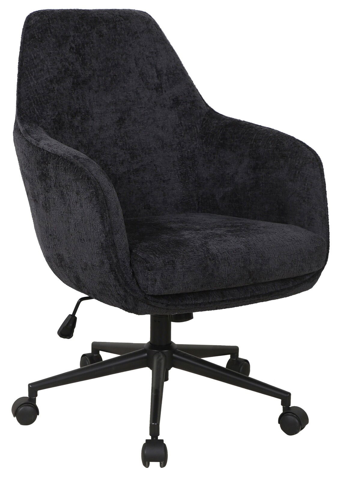 Novel Drehstuhl DANNY Schwarzer Drehstuhl mit gepolstertem Sitz und Rückenlehne, seitliche Ansicht