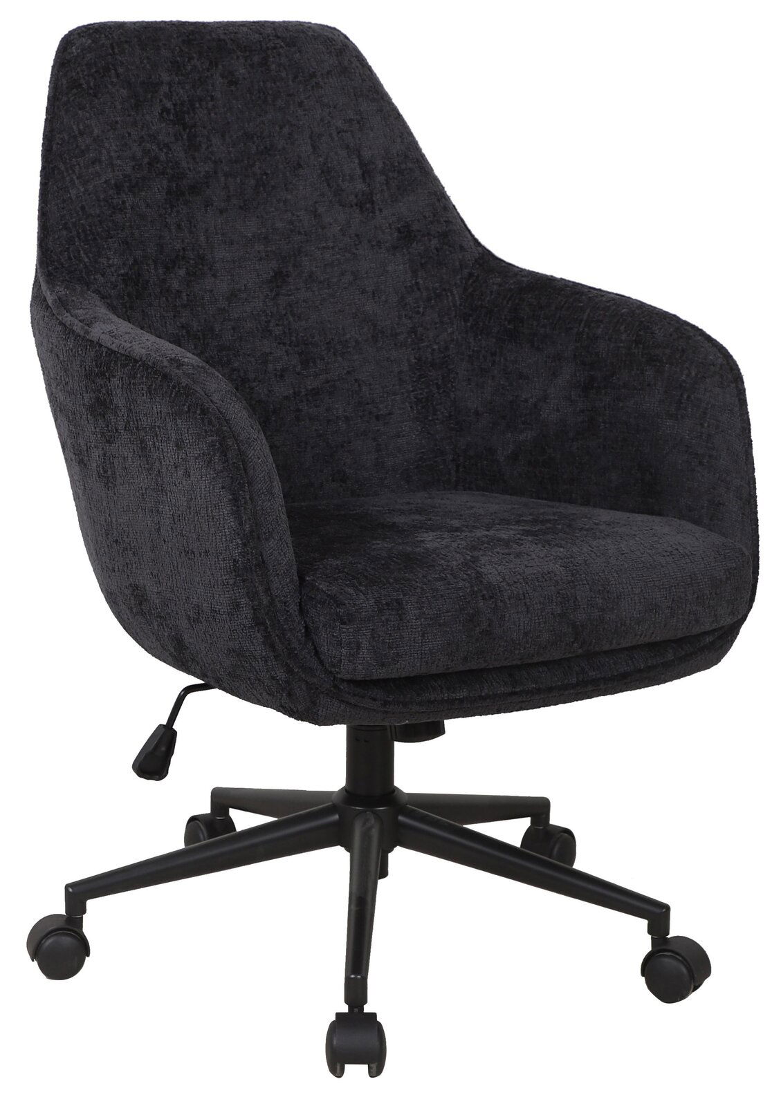 Novel Drehstuhl DANNY Schwarzer Drehstuhl mit gepolstertem Sitz und Rückenlehne, seitliche Ansicht