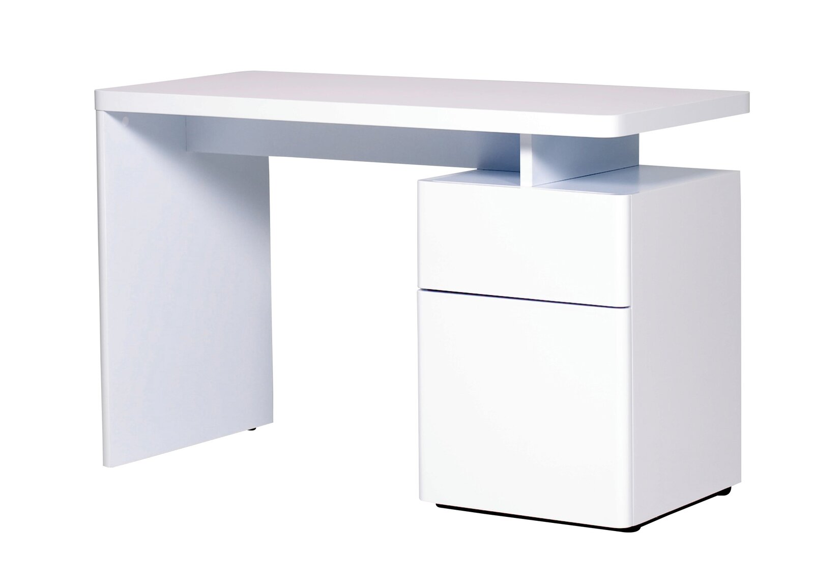 Jahnke Schreibtisch CUUBA LIBRE Moderner weißer Schreibtisch mit Schubladen, seitliche Perspektive