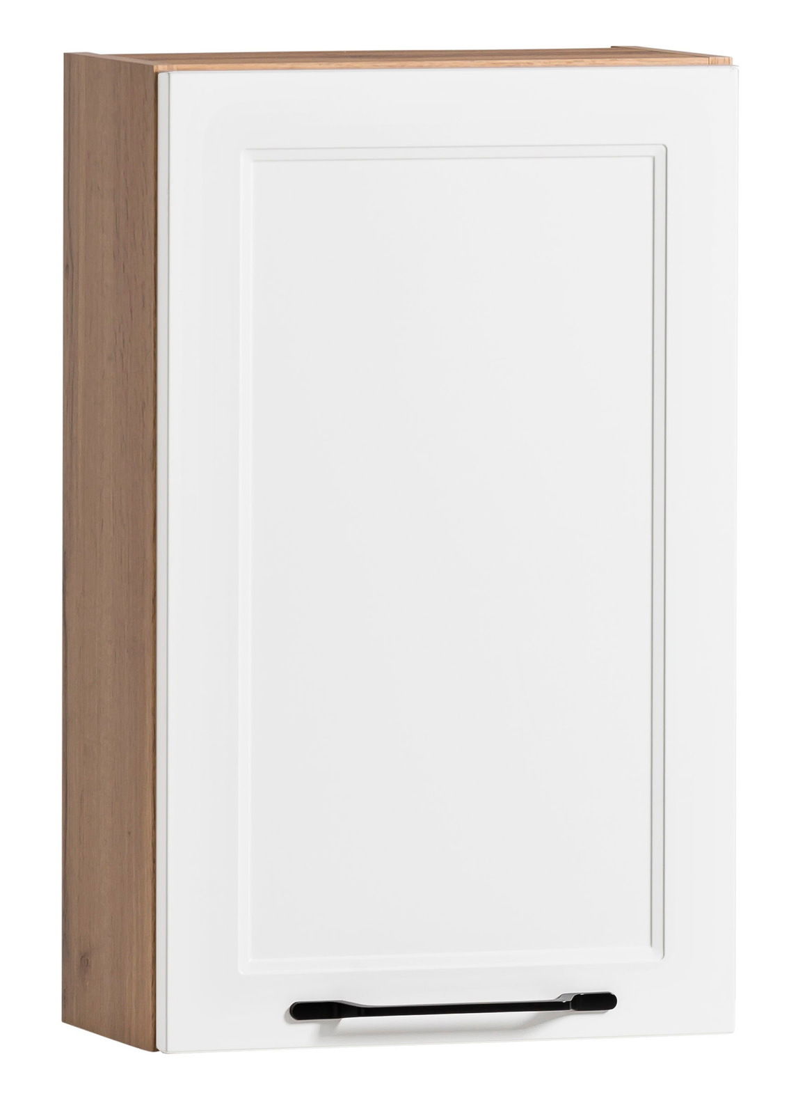 XORA Hängeschrank MERAN Hängeschrank mit weißer Tür und Holzrahmen, Frontansicht