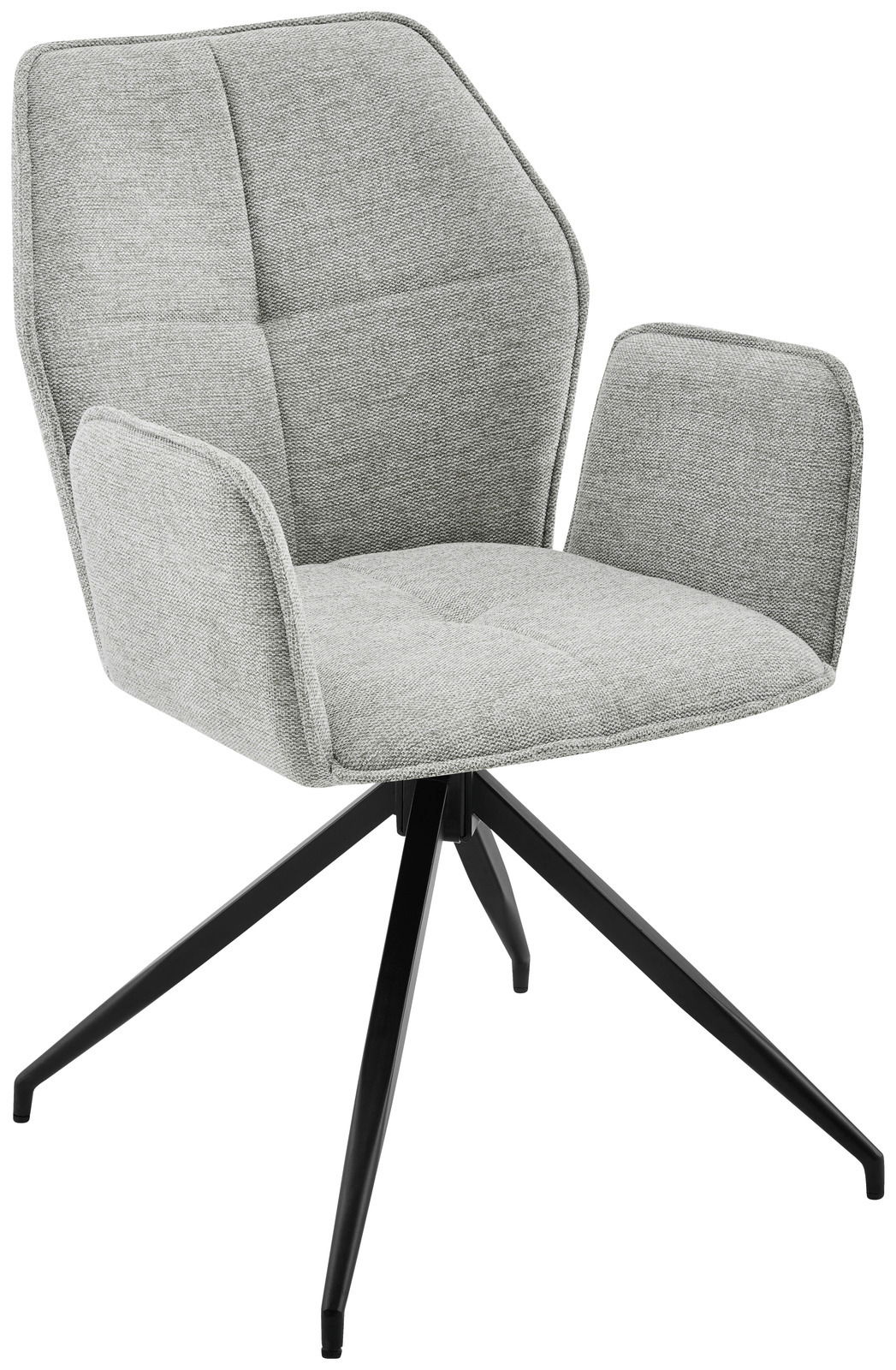 Z2 Armlehnstuhl DIETMAR Grauer Armlehnstuhl mit modernem Design und schwarzem Metallgestell, seitliche Perspektive