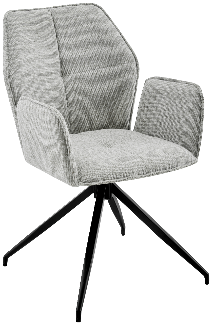 Z2 Armlehnstuhl DIETMAR Grauer Armlehnstuhl mit modernem Design und schwarzem Metallgestell, seitliche Perspektive
