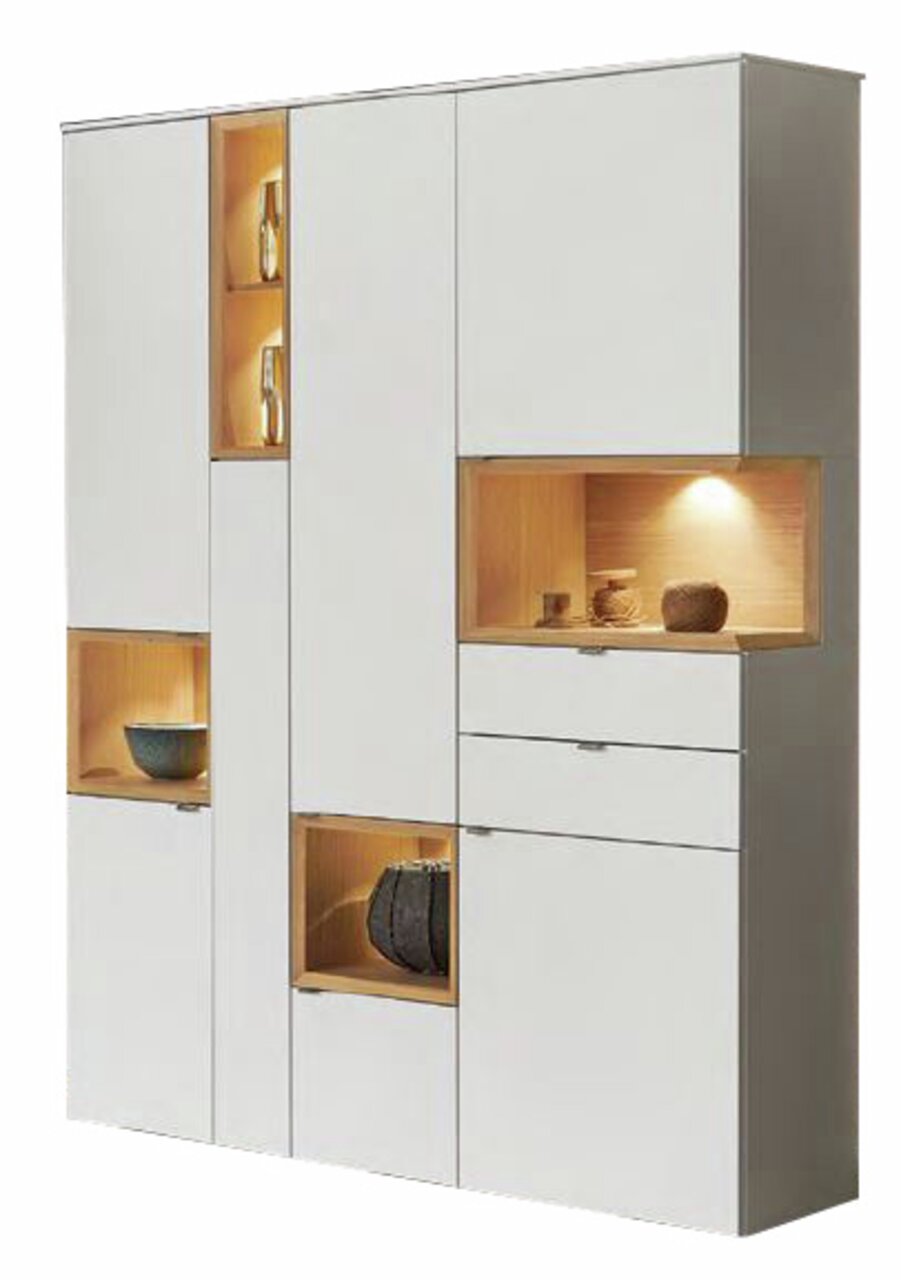 Venjakob Vitrine ANDIAMO HOME Moderne Vitrine mit mehreren Fächern und integrierter Beleuchtung, seitliche Perspektive