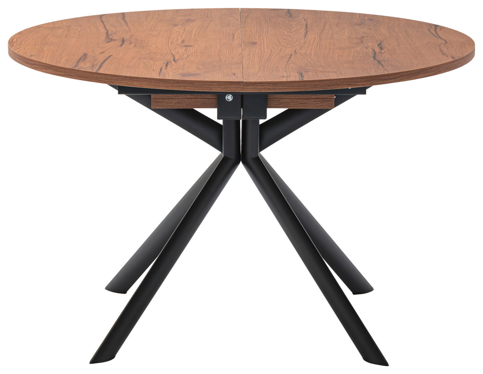 Runder Esstisch Connubia GIOVE mit Holzoptik-Tischplatte und schwarzem Metallgestell, Frontalansicht