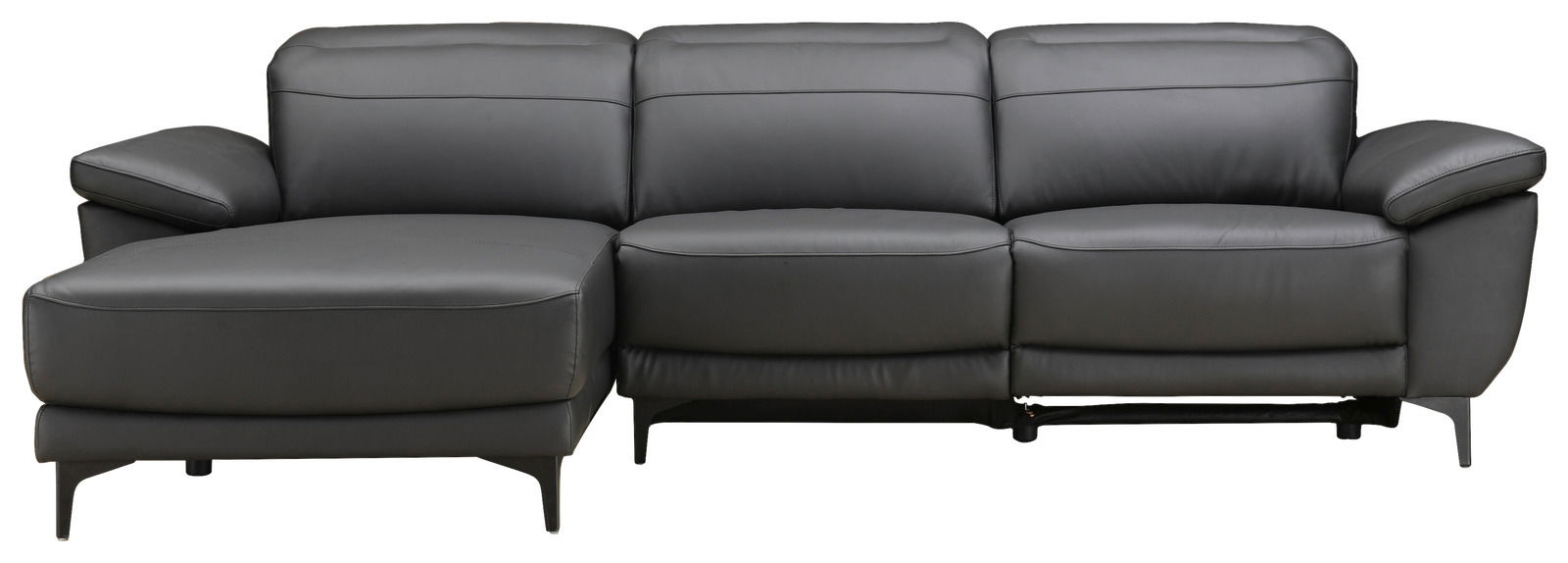 Schwarze Longchairkombination mit drei Sitzen, Ansicht von vorne