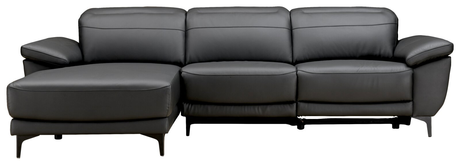 Schwarze Longchairkombination mit drei Sitzen, Ansicht von vorne