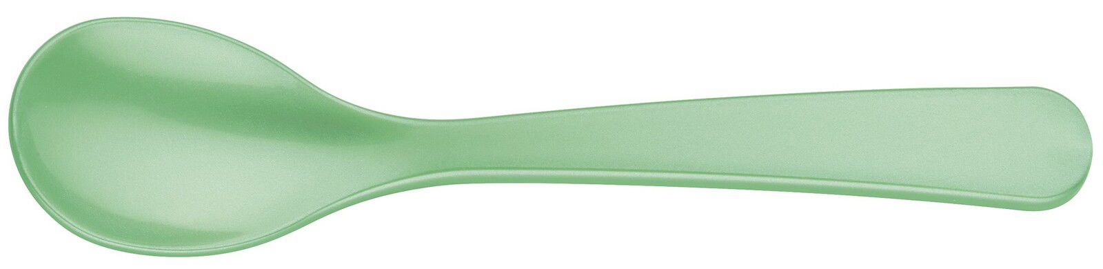 Grüner Eierlöffel aus Kunststoff, seitliche Ansicht
