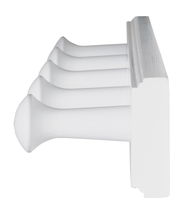 Seitenansicht einer weißen Garderobenleiste mit vier Haken, Serie FAUSTO.