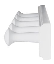 Seitenansicht einer weißen Garderobenleiste mit vier Haken, Serie FAUSTO.