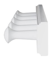 Seitenansicht einer weißen Garderobenleiste mit vier Haken, Serie FAUSTO.