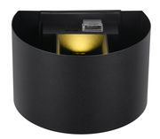 Schwarze Akku-Wandleuchte TALENT mit goldener Innenfläche, Vorderansicht