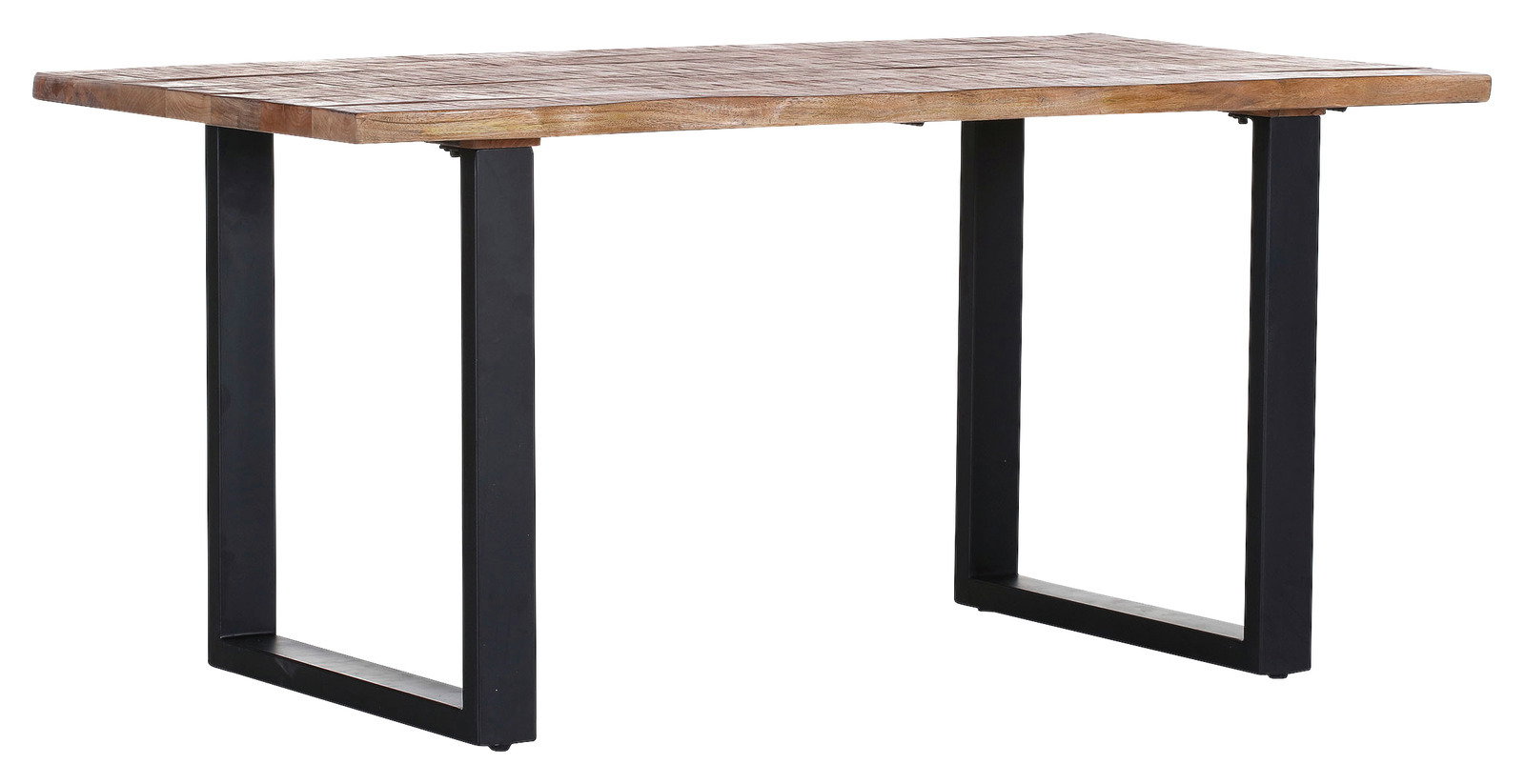 Z2 Esstisch BARNEY Moderner Esstisch mit Holzplatte und schwarzen Metallbeinen, seitliche Perspektive