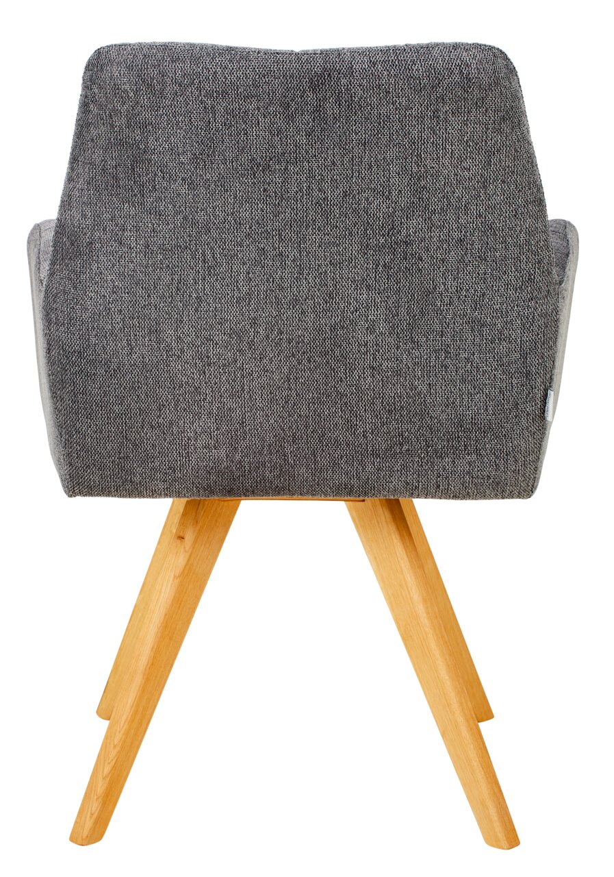Linea Natura Fauteuil PISA Achterkant van een grijze fauteuil met houten poten