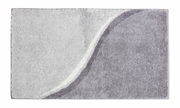 Badteppich in Grau- und Weißtönen mit geschwungenem Muster, Draufsicht