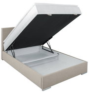 Boxbett 140 mit hochgeklappter Matratze, seitliche Perspektive