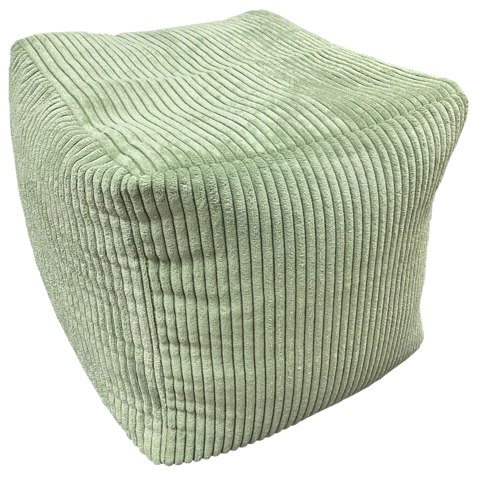 Z2 Sitzhocker BALI Grüner Sitzhocker mit gerippter Textur, seitliche Perspektive