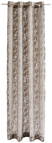 Vorhang mit feinem Ornamentmuster in Umbra, frontal aufgenommen.