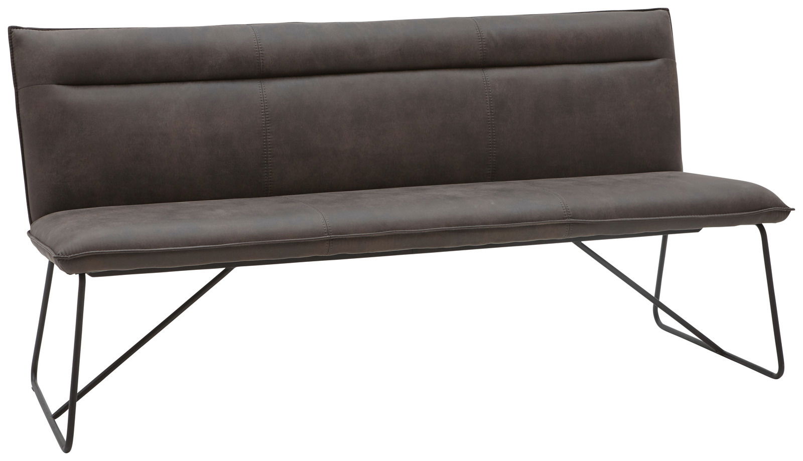 Valnatura Bank SCALA Moderne Bank mit dunklem Polster und Metallgestell, seitliche Perspektive