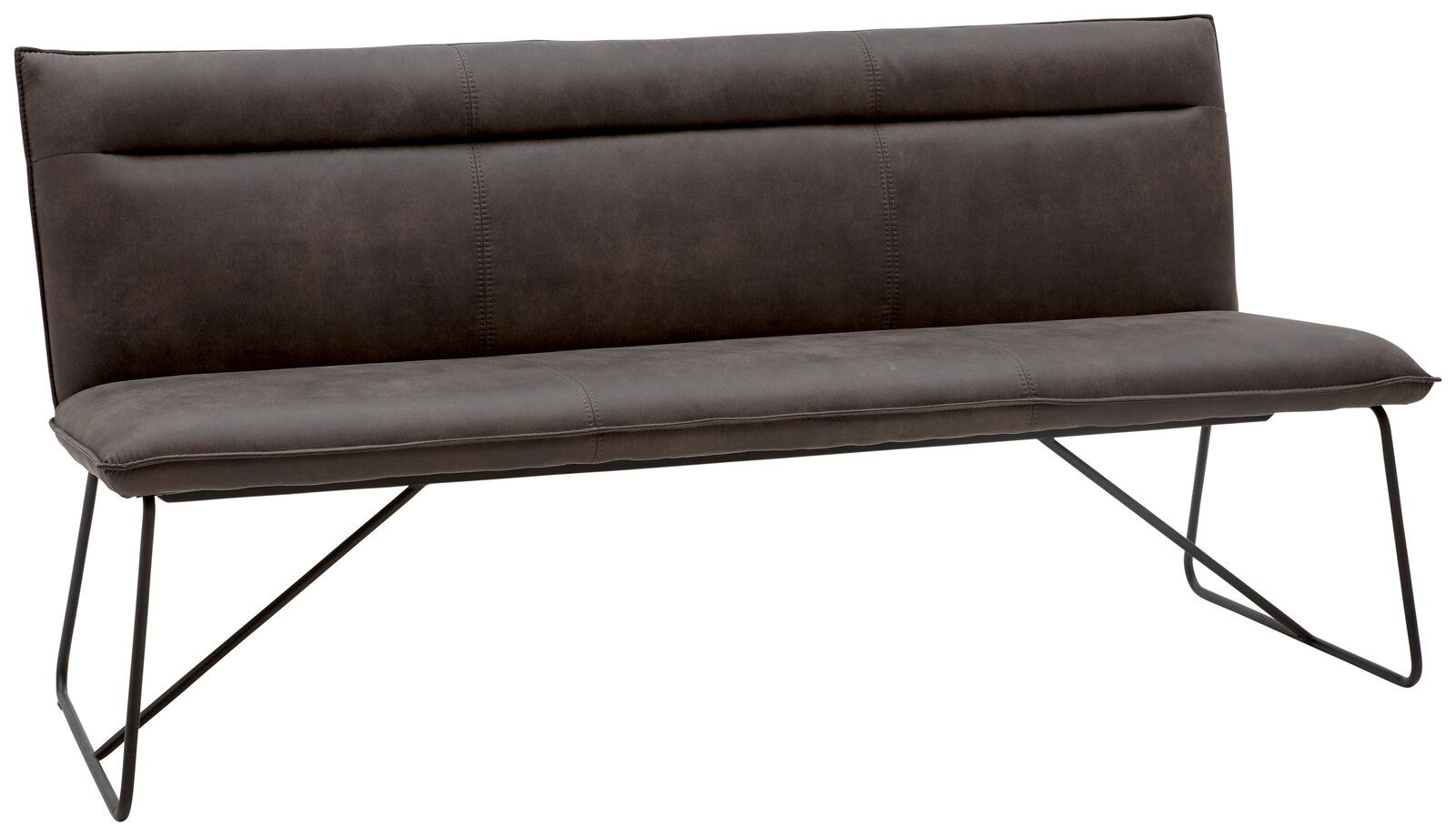 Valnatura Bank SCALA Moderne Bank mit dunklem Polster und Metallgestell, seitliche Perspektive