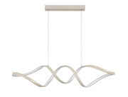 Moderne LED-Hängeleuchte mit geschwungenem Design, seitliche Perspektive