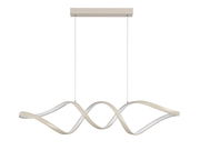 Moderne LED-Hängeleuchte mit geschwungenem Design, seitliche Perspektive