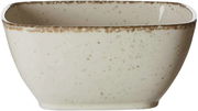 Eckige Beilagenschale 14cm in beige mit gesprenkeltem Muster, seitliche Perspektive