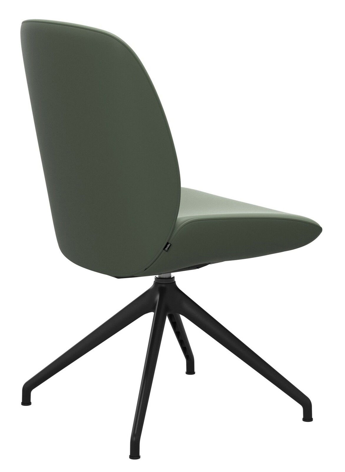 Seitenansicht eines grünen Stressless Stuhls DINING BAY mit schwarzem Metallgestell.