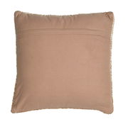 Rückansicht eines quadratischen Kissens in Beige mit verdecktem Reißverschluss.