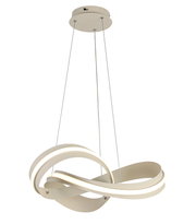Moderne LED-hanglamp met een gebogen vormgeving, zijaanzicht