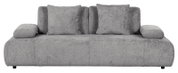 Graues Sofa 2-Sitzer mit zwei Rückenkissen und Armlehnen, Frontalansicht