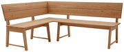 Eckbank aus Holz in L-Form, seitliche Perspektive